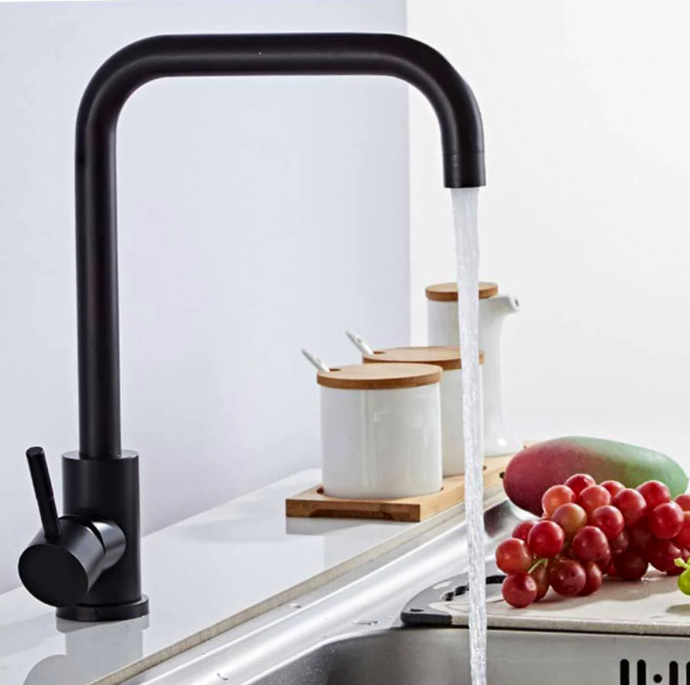 Rubinetto lavello cucina canna alta quadrato nero - moderno e resistente