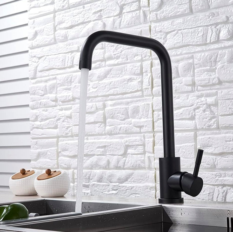 Rubinetto lavello cucina canna alta quadrato nero - moderno e resistente