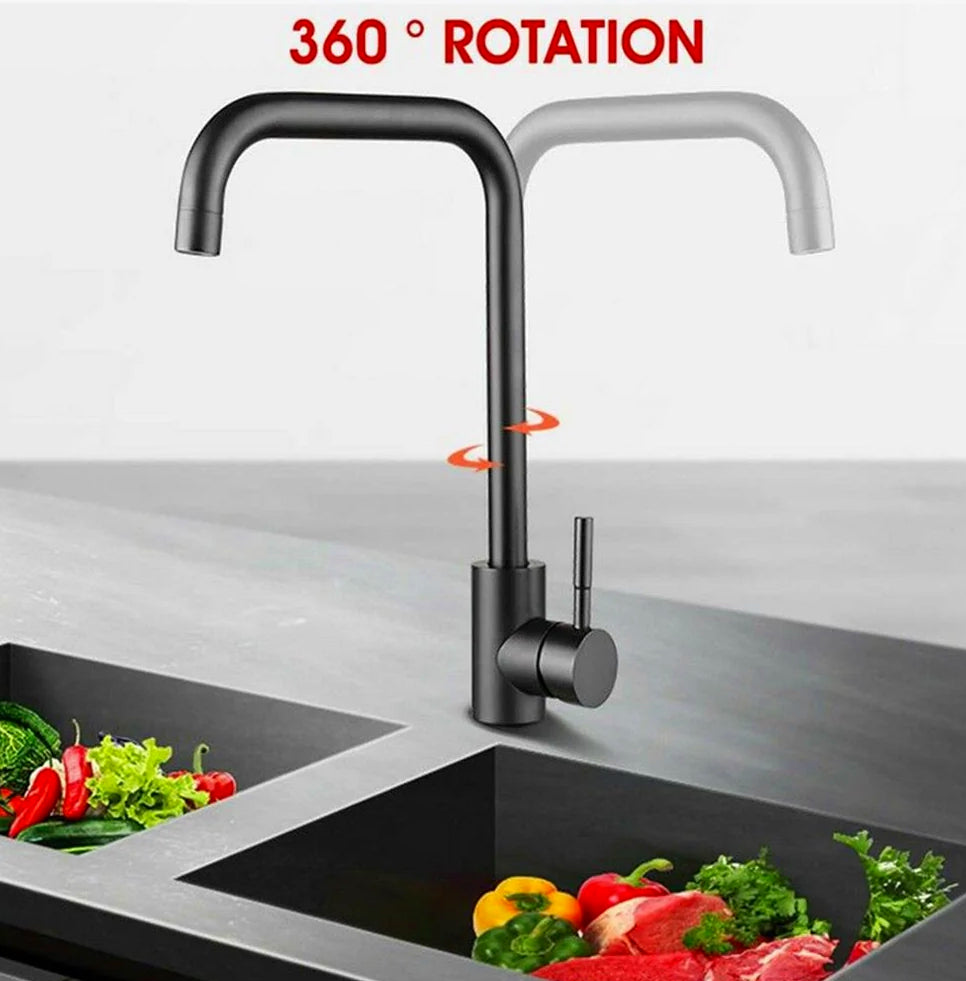 Rubinetto lavello cucina canna alta quadrato nero - moderno e resistente