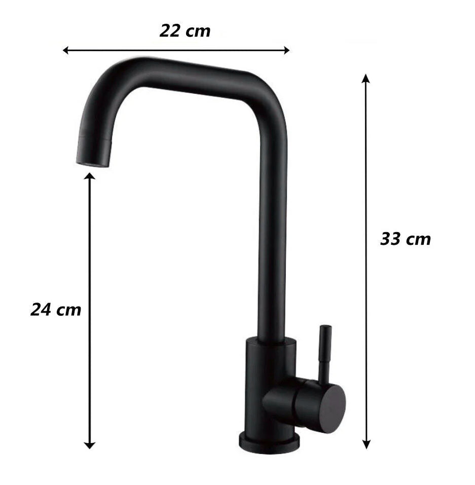Rubinetto lavello cucina canna alta quadrato nero - moderno e resistente