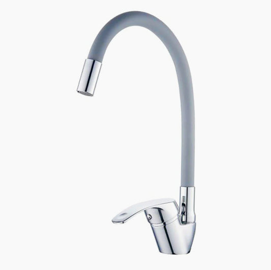 Rubinetto per cucina a canna alta con ugello in silicone flessibile orientabile - design moderno e versatile