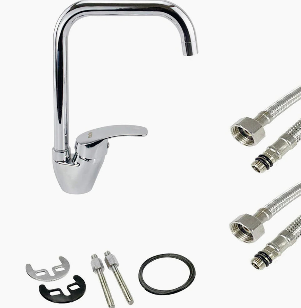 Rubinetto per cucina a canna alta quadrata, miscelatore per lavandino - design moderno e curato