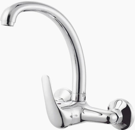 Rubinetto per cucina a parete due fori in ottone cromato - design classico e funzionale