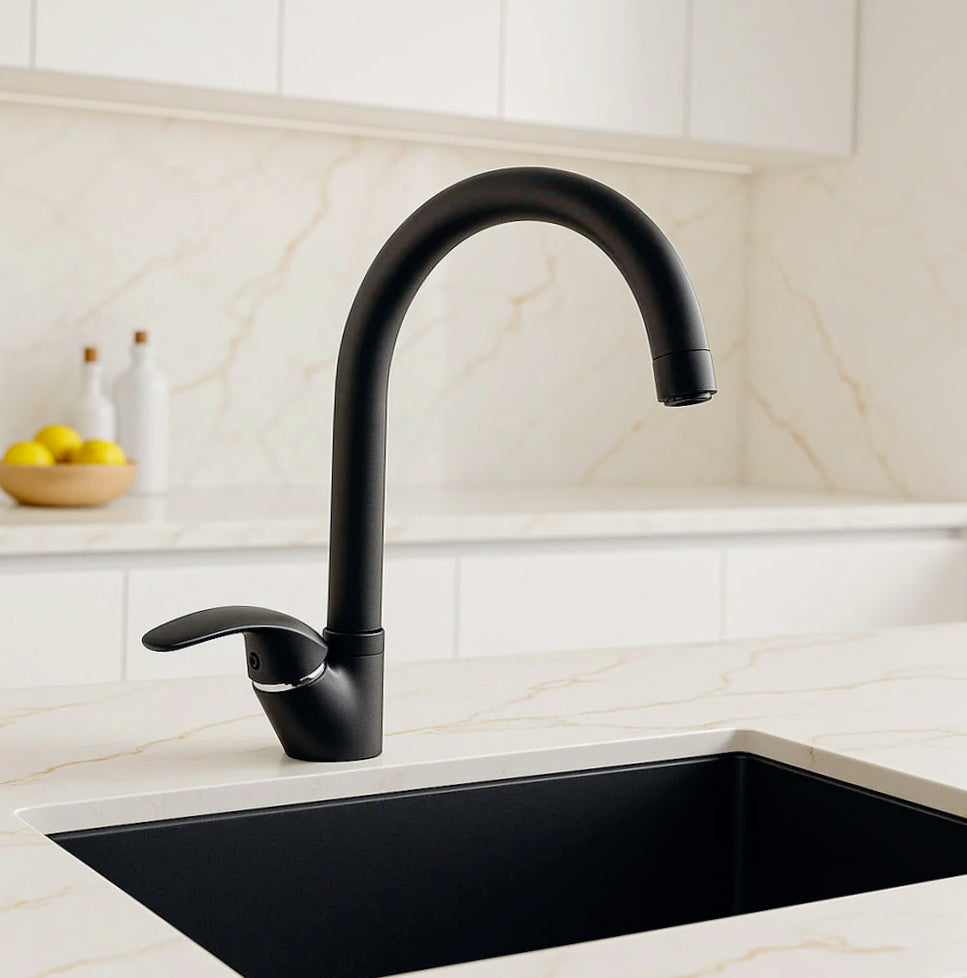 Rubinetto per lavello da cucina miscelatore nero opaco - design minimalista e sofisticato