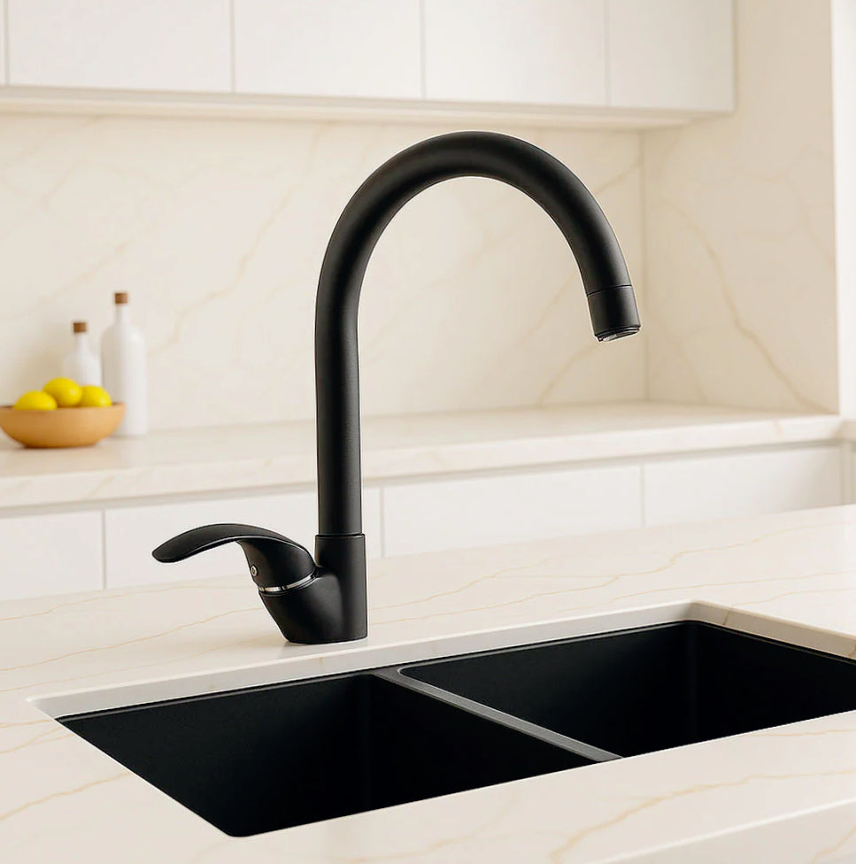 Rubinetto per lavello da cucina miscelatore nero opaco - design minimalista e sofisticato