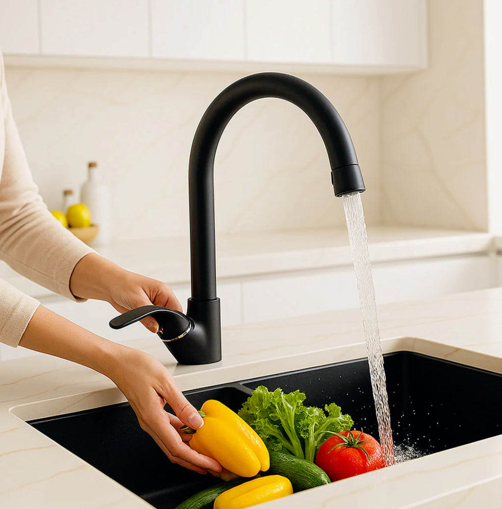 Rubinetto per lavello da cucina miscelatore nero opaco - design minimalista e sofisticato