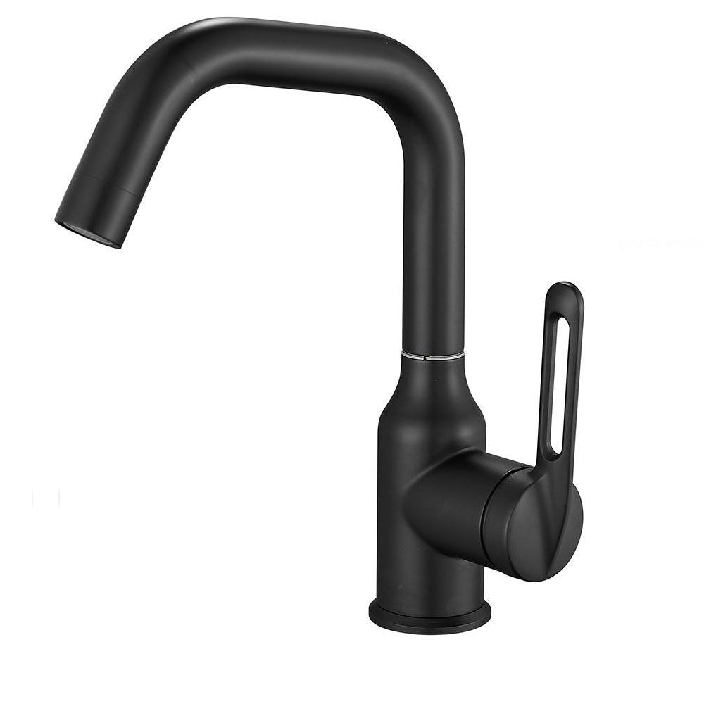 Rubinetto per cucina a canna bassa, acciaio lucido e nero - design minimalista e raffinato