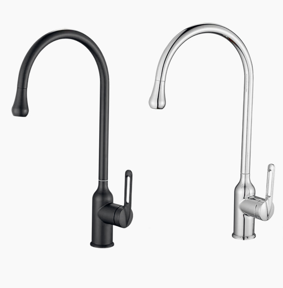 Rubinetto per lavandino da cucina a canna alta, finitura acciaio lucido o nero - design minimalista