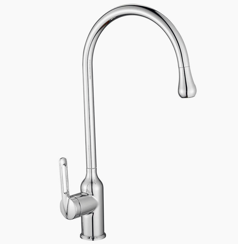Rubinetto per lavandino da cucina a canna alta, finitura acciaio lucido o nero - design minimalista