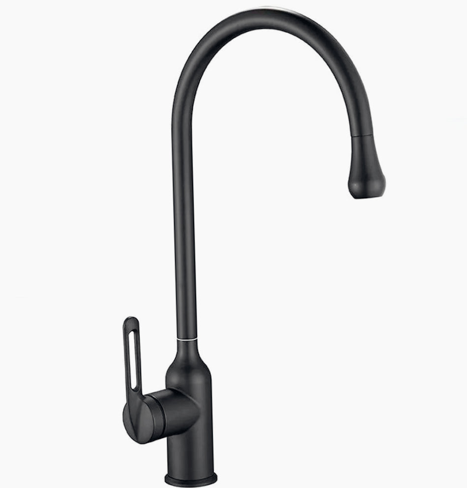 Rubinetto per lavandino da cucina a canna alta, finitura acciaio lucido o nero - design minimalista