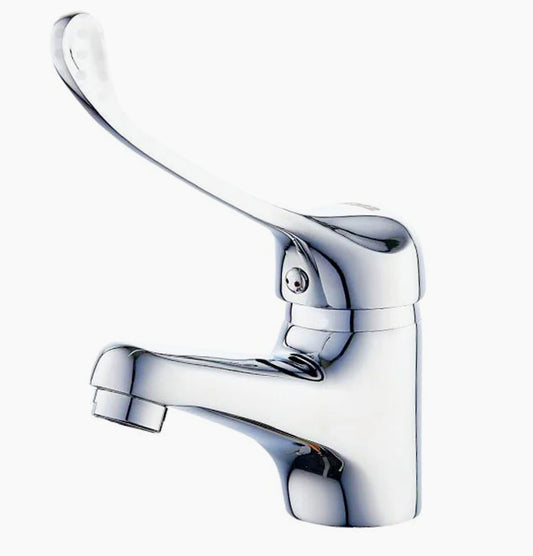 Rubinetto lavabo maniglia a leva lunga clinica, ottone cromato - igienico e resistente