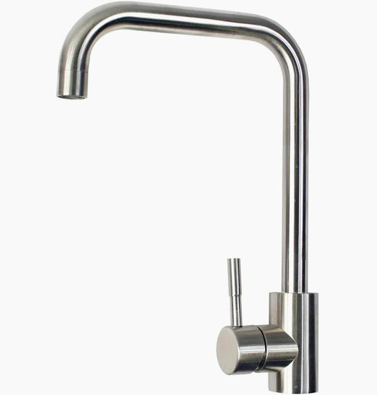 Rubinetto lavello cucina canna quadrata cromato satinato - moderno e resistente