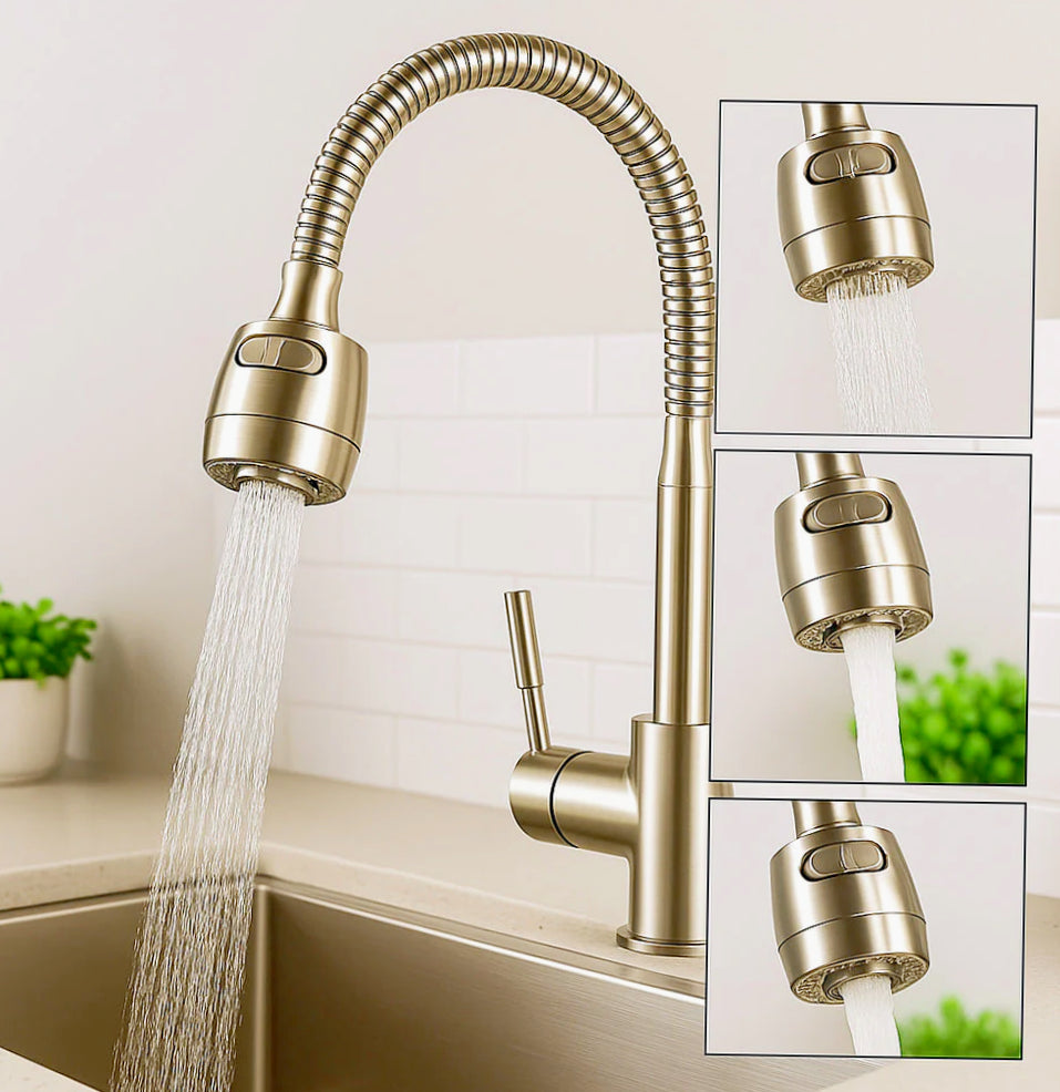 Rubinetto lavello cucina doppio getto canna flessibile - pratico e moderno