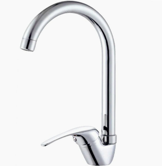 Rubinetto per cucina a canna alta curva con miscelatore orientabile - design moderno e versatile