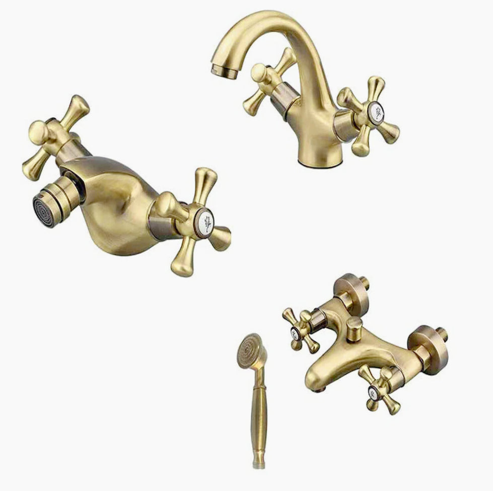 Rubinetto modello Roma bronzo opaco – soluzione completa per bagno (lavabo, bidet, vasca, doccia) – stile sofisticato