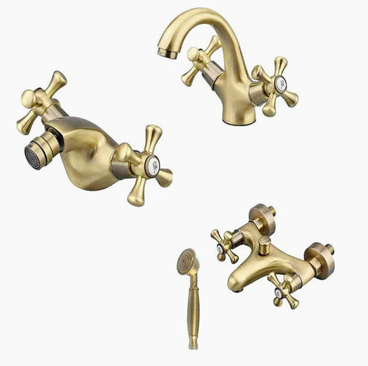 Rubinetto modello Roma bronzo opaco – soluzione completa per bagno (lavabo, bidet, vasca, doccia) – stile sofisticato