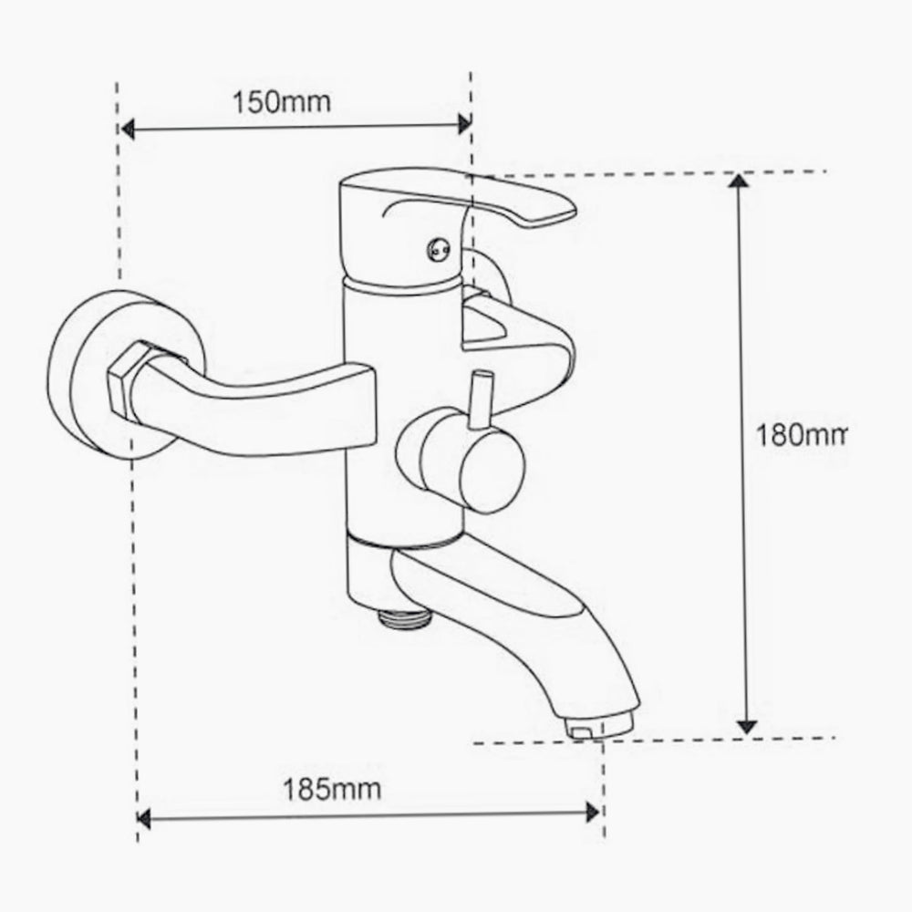 Rubinetto vasca a parete modello Love, miscelatore moderno cromato - elegante e resistente