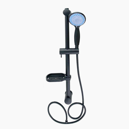 Saliscendi colonna doccia nero opaco 60 cm con porta-sapone e flessibile - ambraled