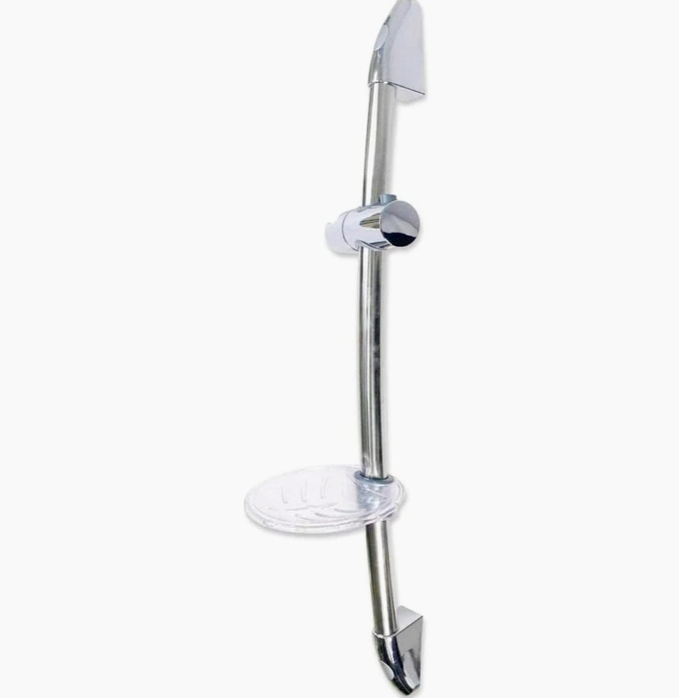 Saliscendi cromato 70 cm con soffione multigetto e staffa porta-sapone - ambraled