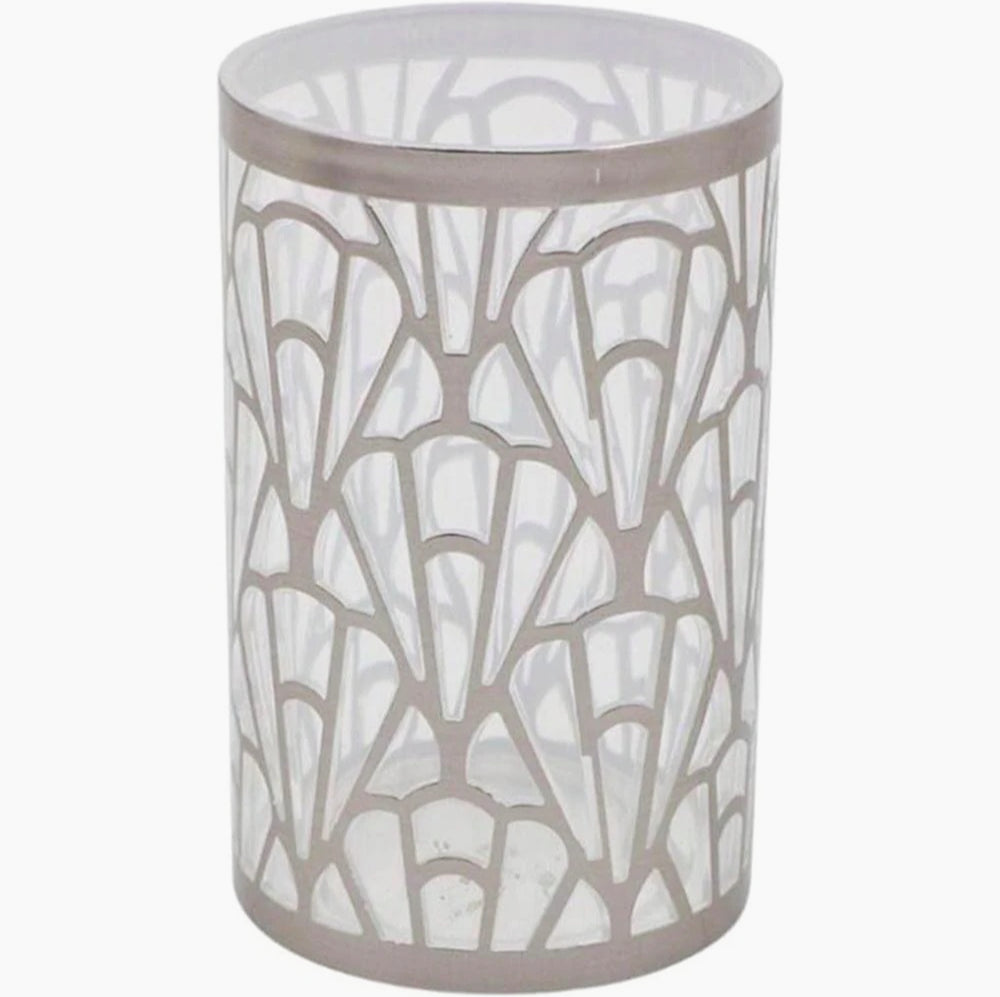 Set accessori bagno 3 pezzi in argento: dispenser, bicchiere e piattino - ambraled