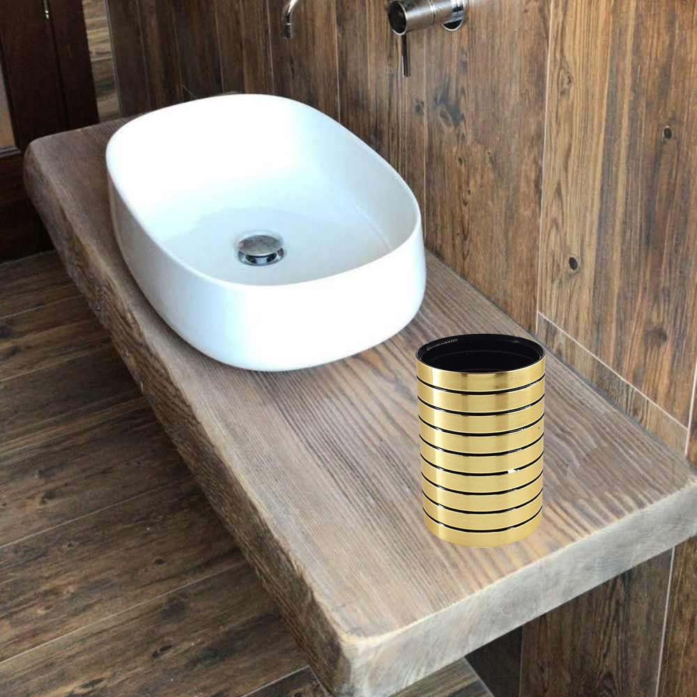 Set accessori bagno 3 pezzi oro a righe dispenser bicchiere piattino - ambraled