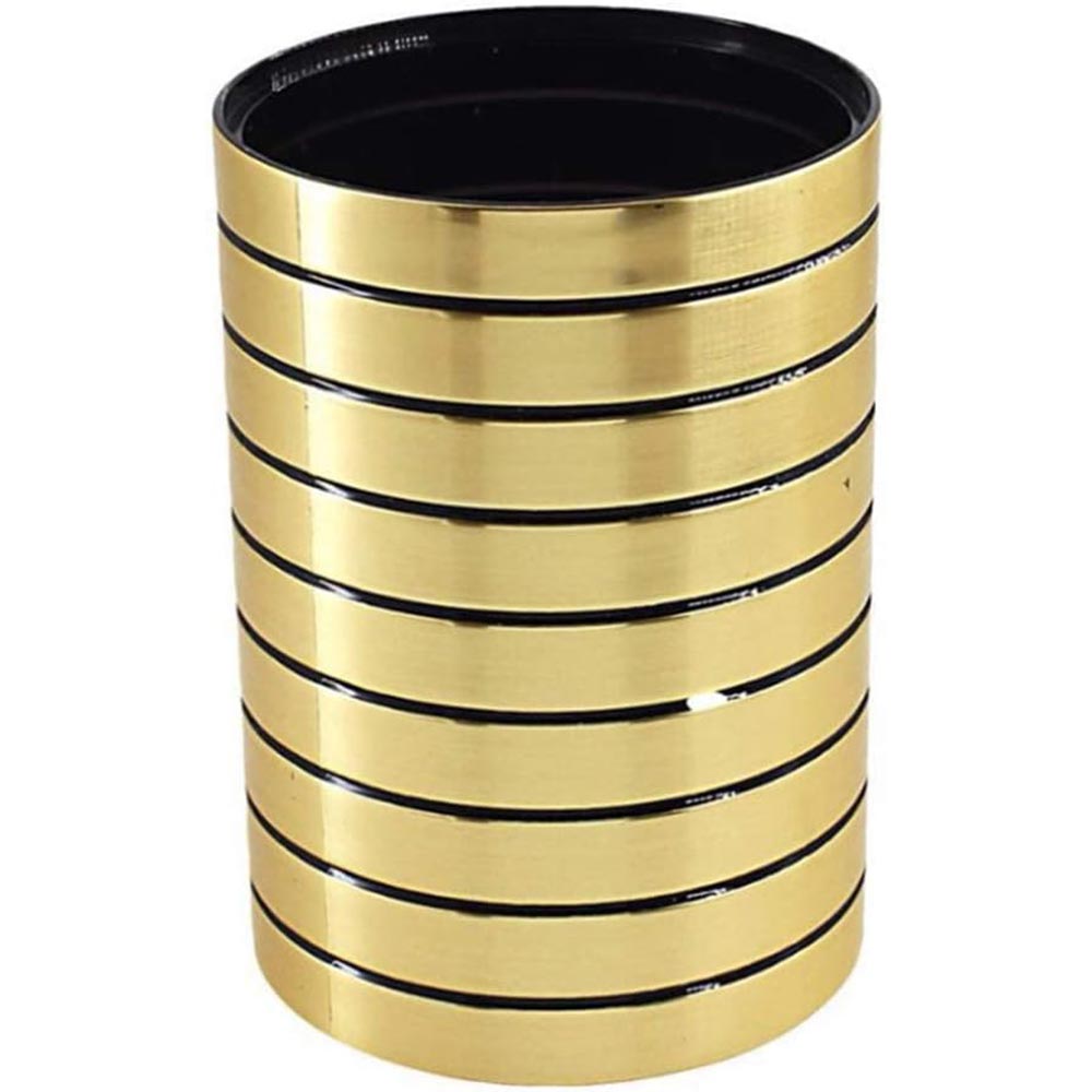 Set accessori bagno 3 pezzi oro a righe dispenser bicchiere piattino - ambraled
