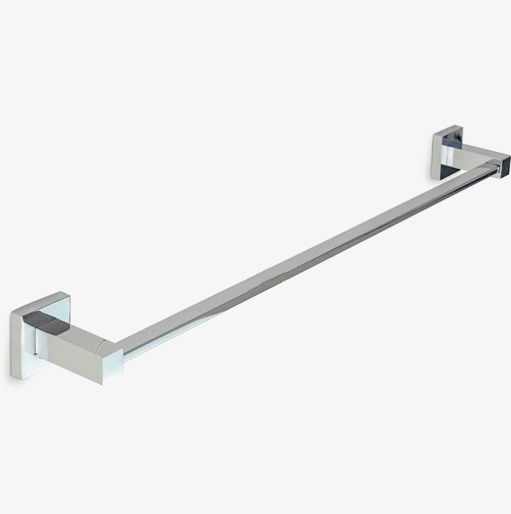 Set bagno moderno 6 pezzi in acciaio cromato e vetro satinato (formato quadrato) - ambraled