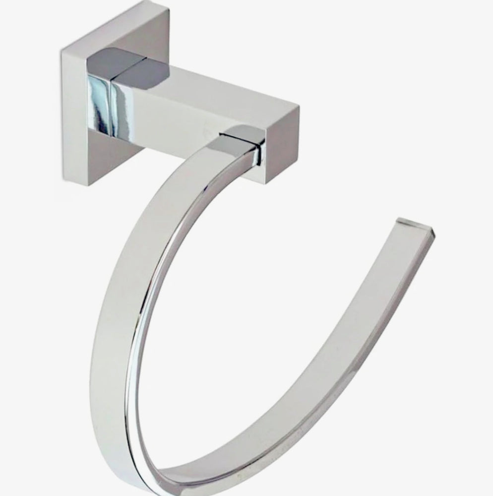 Set bagno moderno 6 pezzi in acciaio cromato e vetro satinato (formato quadrato) - ambraled