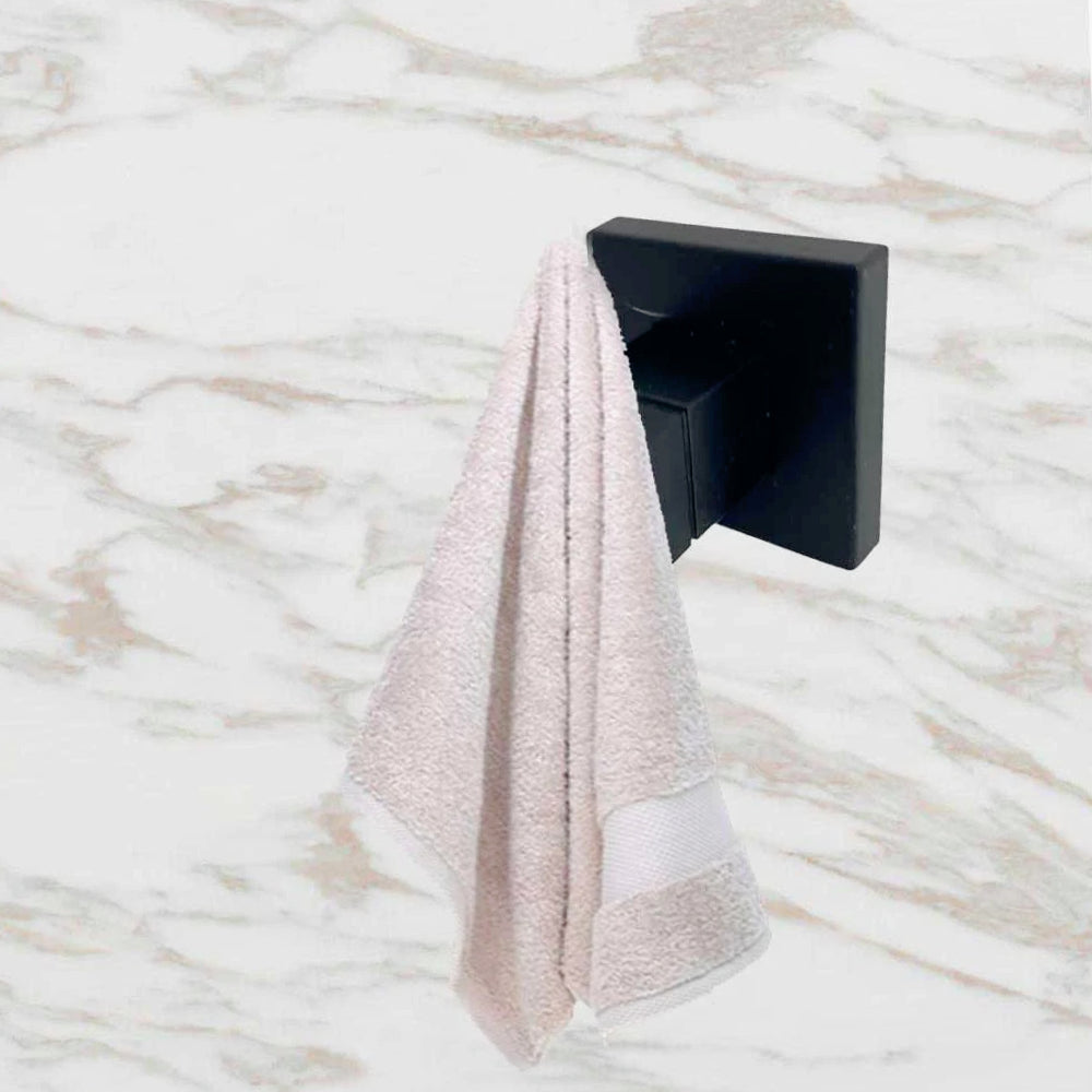 Set bagno moderno 6 pezzi in acciaio nero e vetro satinato (quadrato) - ambraled