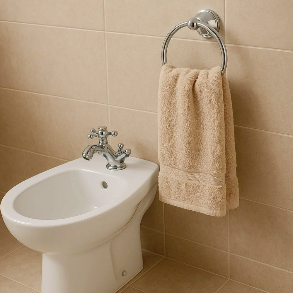 Set completo 6 accessori in acciaio cromato e vetro satinato - ambraled