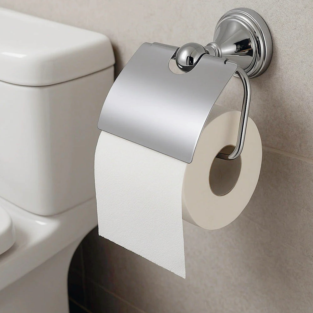 Set completo 6 accessori in acciaio cromato e vetro satinato - ambraled