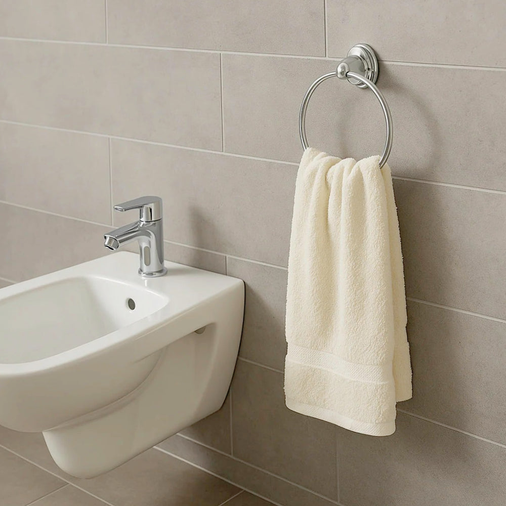 Set di 6 accessori bagno in acciaio cromato e vetro satinato opaco - ambraled