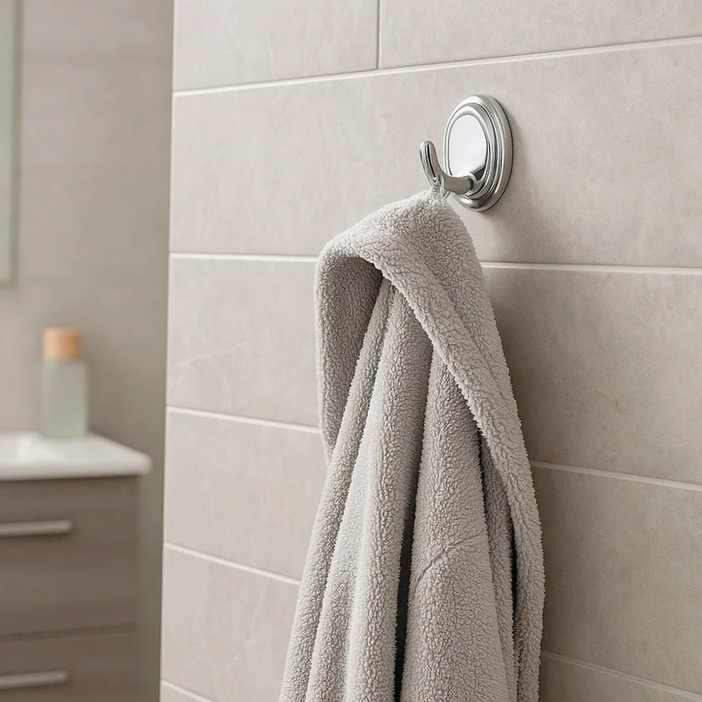 Set di 6 accessori bagno in acciaio cromato e vetro satinato opaco - ambraled