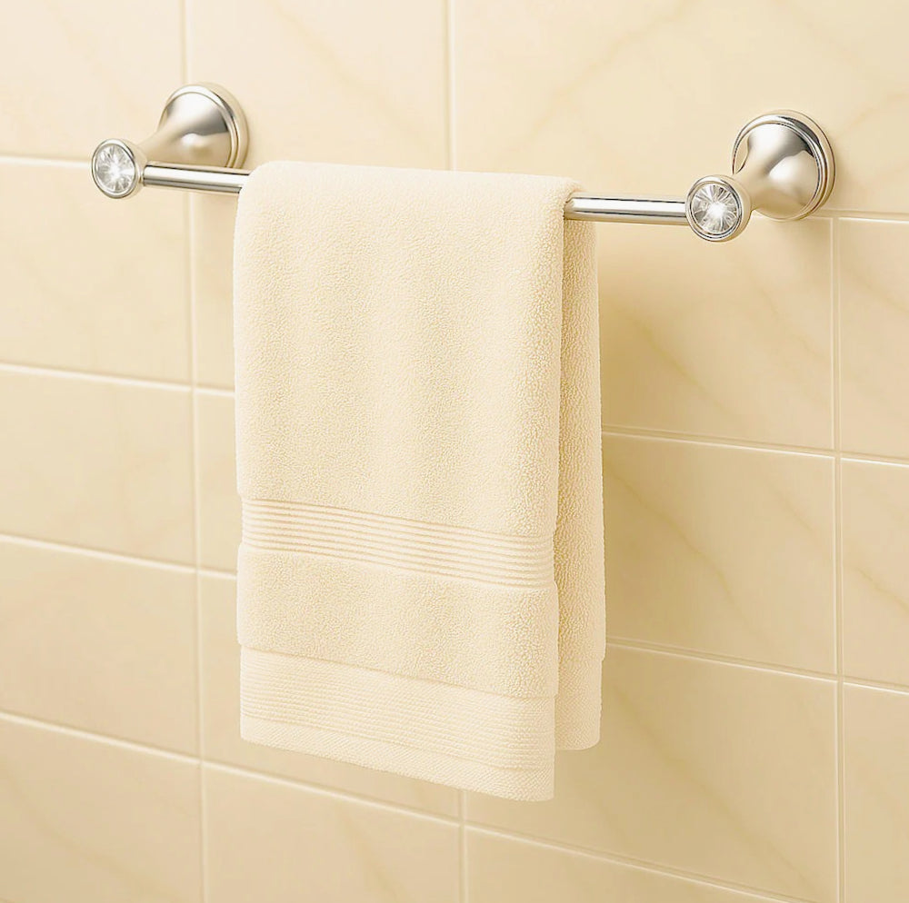 Set bagno 6 pezzi in acciaio lucido con punti luce e cristalli acrilici - ambraled