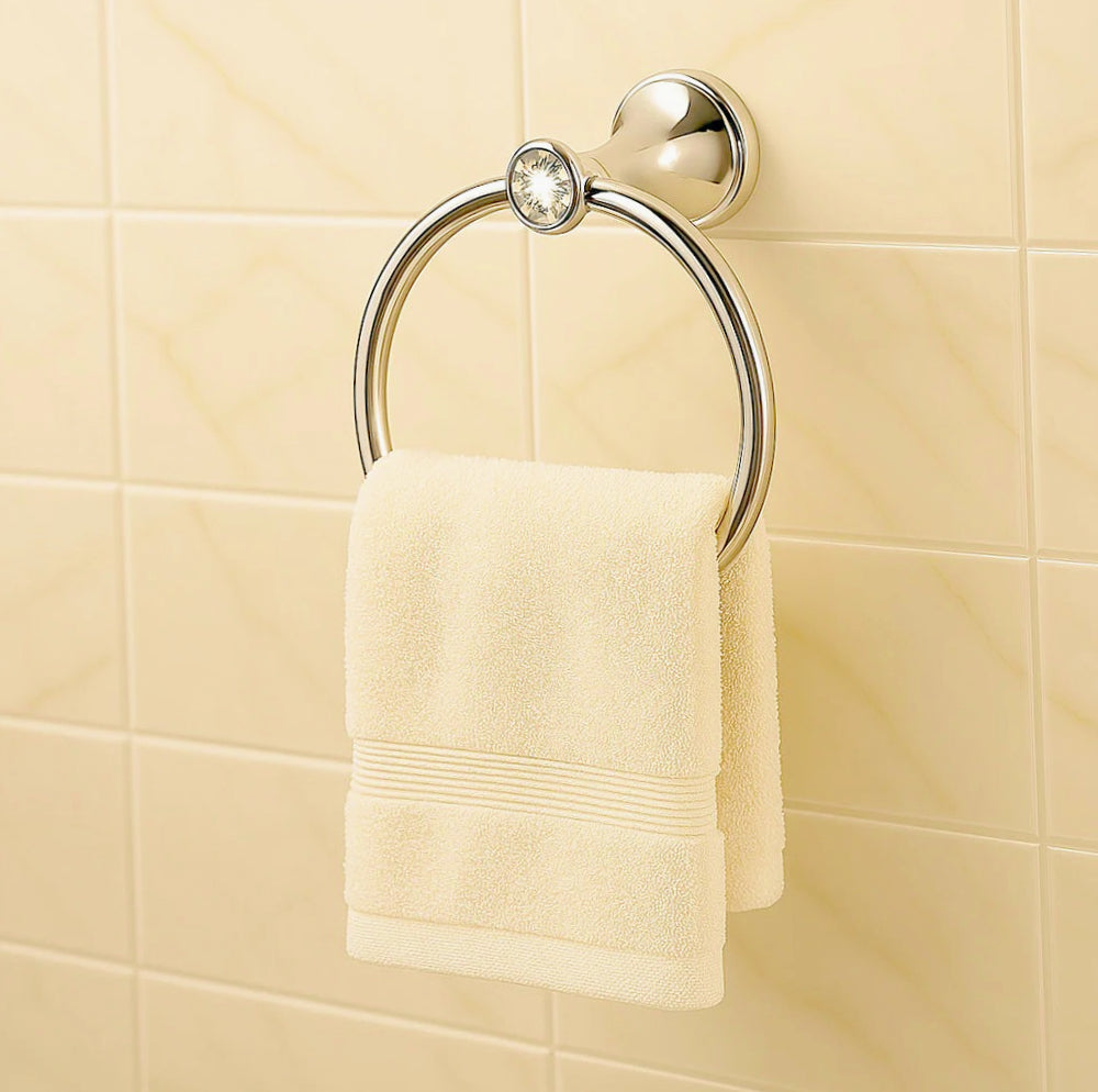 Set bagno 6 pezzi in acciaio lucido con punti luce e cristalli acrilici - ambraled