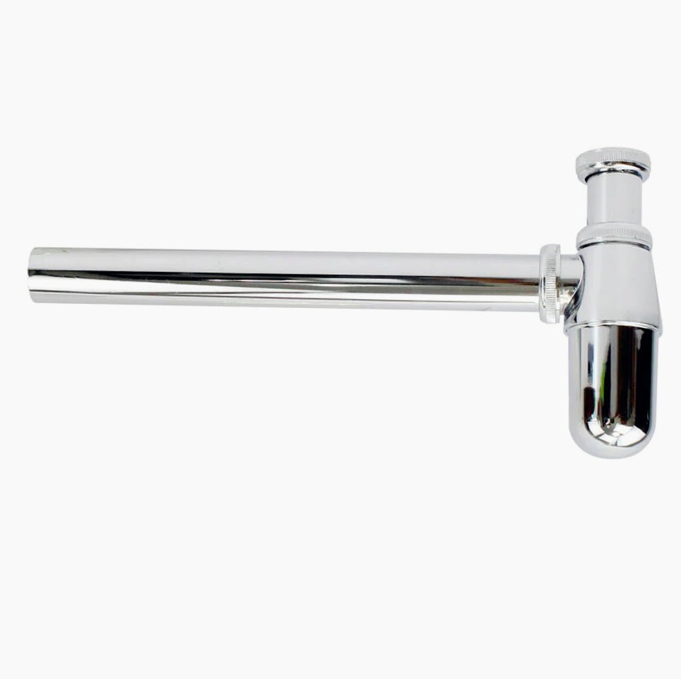 Sifone bottiglia ¼ cromato con scarico sotto lavabo, cromato lucido - ambraled