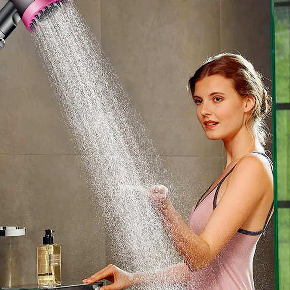 Soffione doccia 4 modalità di getto setole in silicone tasto ON/OFF - ambraled