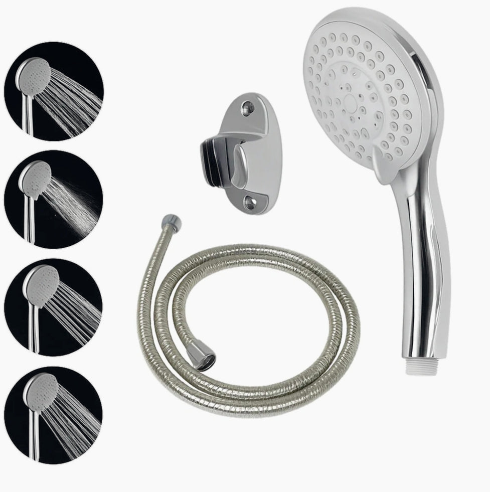 Soffione doccia 4 modalità getto con tubo flessibile supporto - ambraled