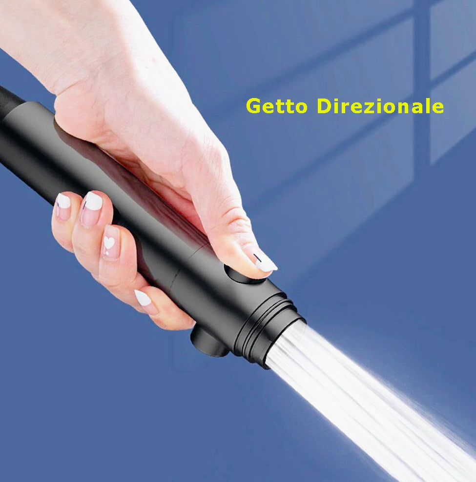 Soffione doccia 5 modalità getto con filtro anticalcare e tasto ON/OFF - ambraled