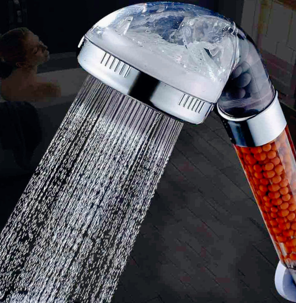 Soffione doccia con filtro depuratore a sassi 3 filtri anticalcare - ambraled