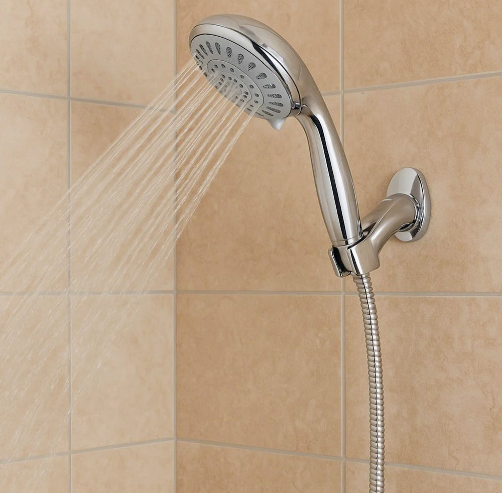 Soffione doccia con tubo flessibile 1,8 m e supporto, vari modalità getto - ambraled