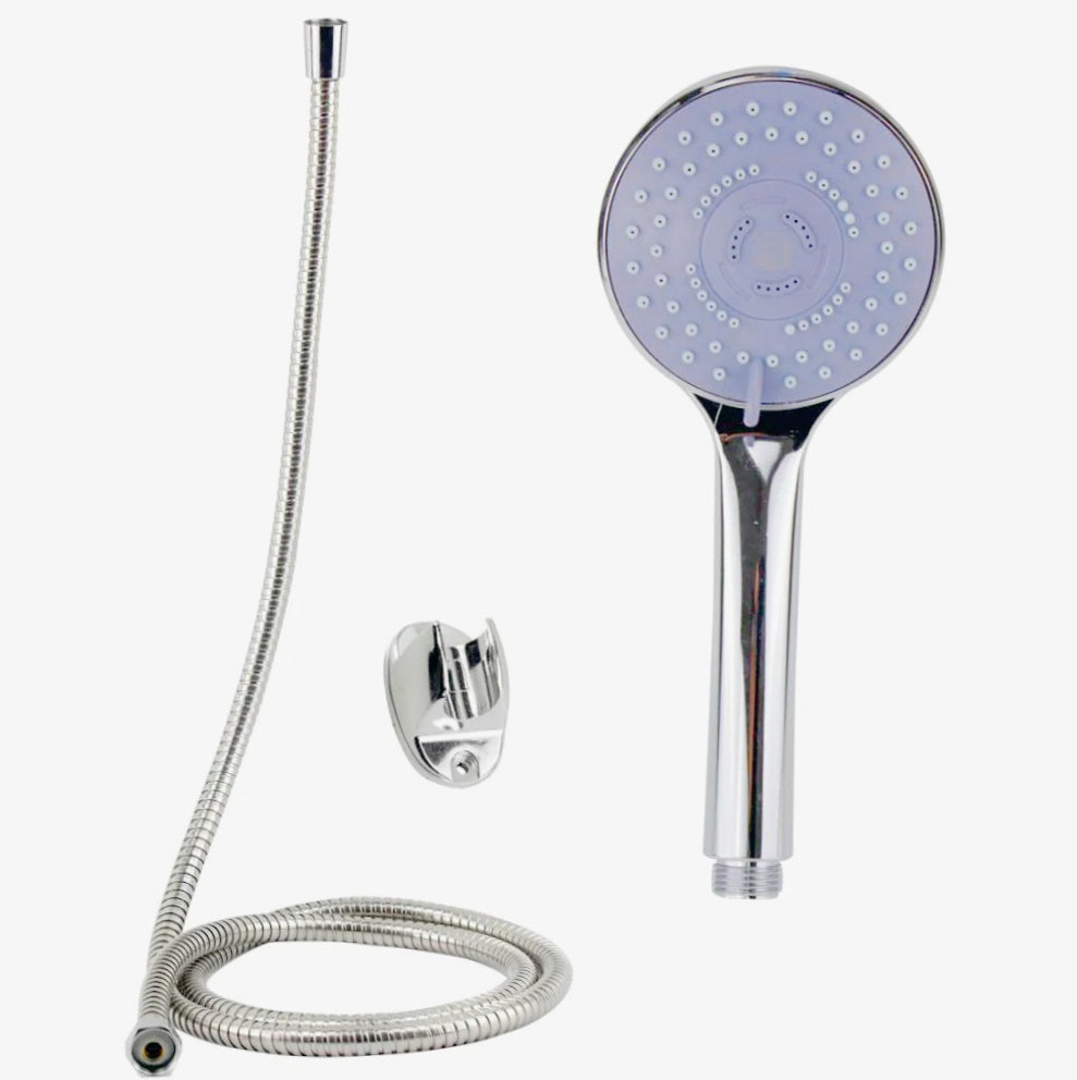 Soffione doccia multigetto grigio flessibile cromato lucido con staffetta - ambraled