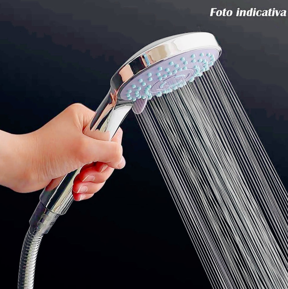 Soffione doccia multigetto grigio flessibile cromato lucido con staffetta - ambraled