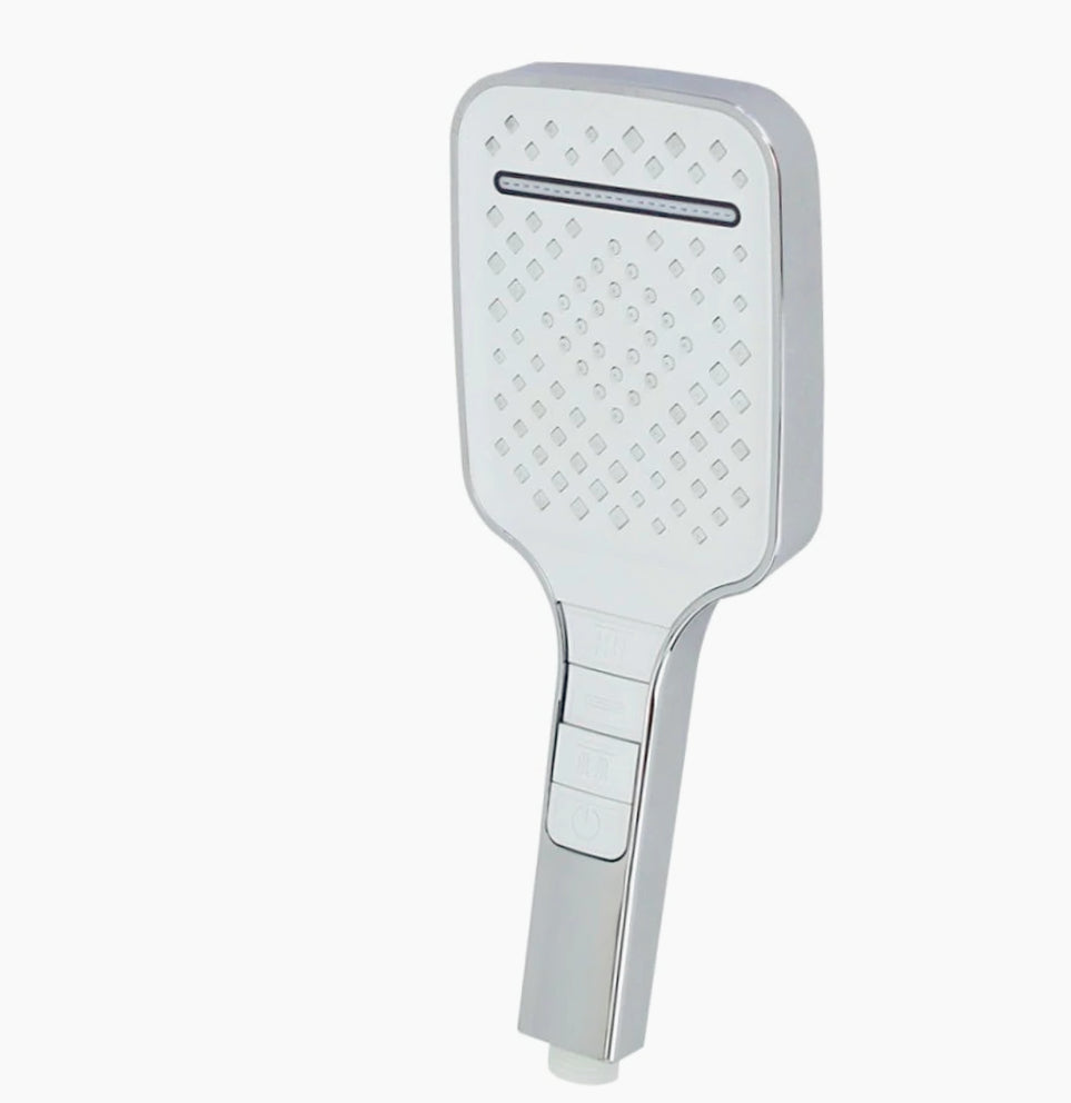 Soffione doccia quadrato 3 modalità getto, tasto on/off, attacco ½ pollice - ambraled