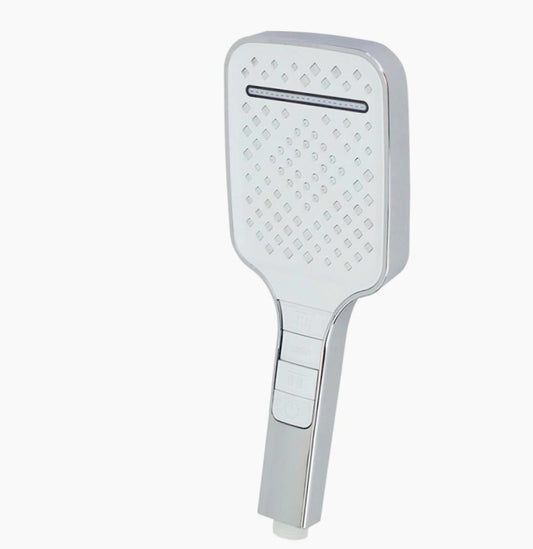 Soffione doccia quadrato 3 modalità getto, tasto on/off, attacco ½ pollice - ambraled