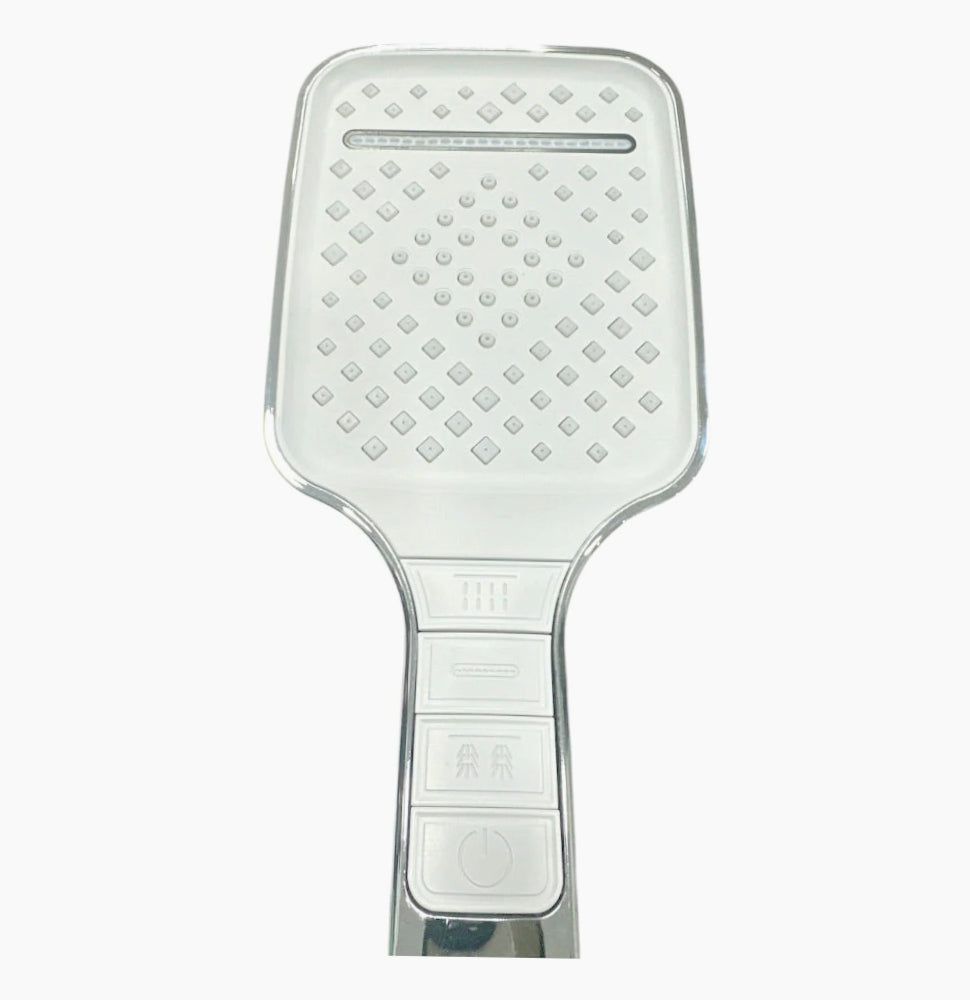 Soffione doccia quadrato 3 modalità getto, tasto on/off, attacco ½ pollice - ambraled