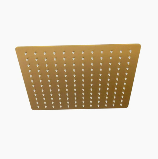 Soffione doccia quadrato ultra slim 25x25 cm, cromatura oro satinato, attacco ½ pollice per muro - ambraled