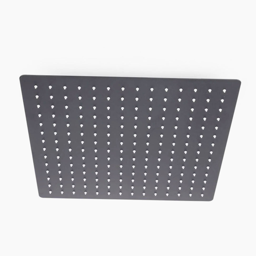 Soffione doccia quadrato ultra slim 25x25 cm, nero, attacco ½ pollice per muro - ambraled
