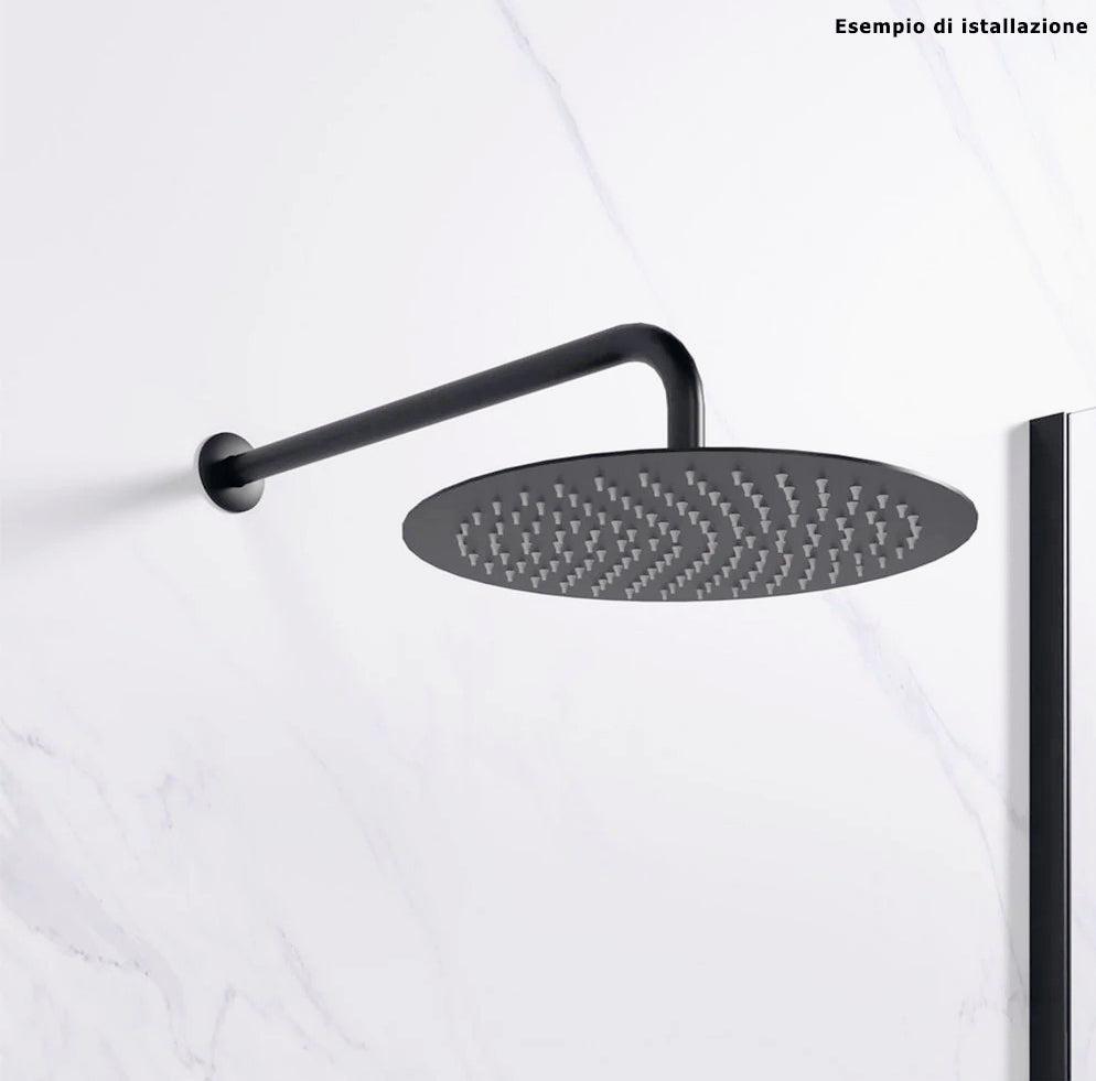Soffione doccia rotondo ultra slim Ø25 cm nero attacco ½" - ambraled
