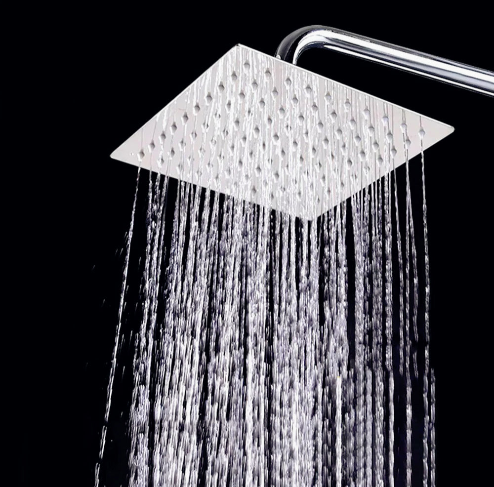 Soffione per doccia slim quadrato 30x30 cm – Effetto pioggia, cromato, attacco 1/2' - ambraled